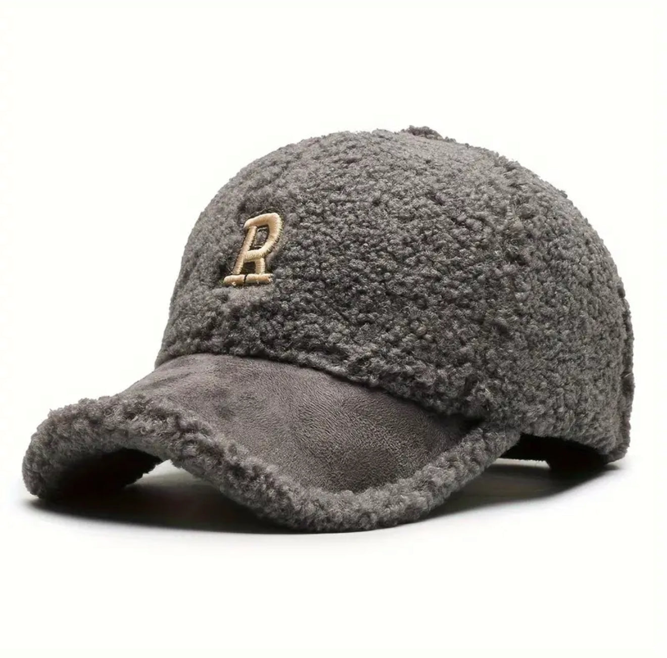 Chapeau de baseball en peluche avec lettre R, chapeau de baseball thermique, chapeau polyvalent à la mode