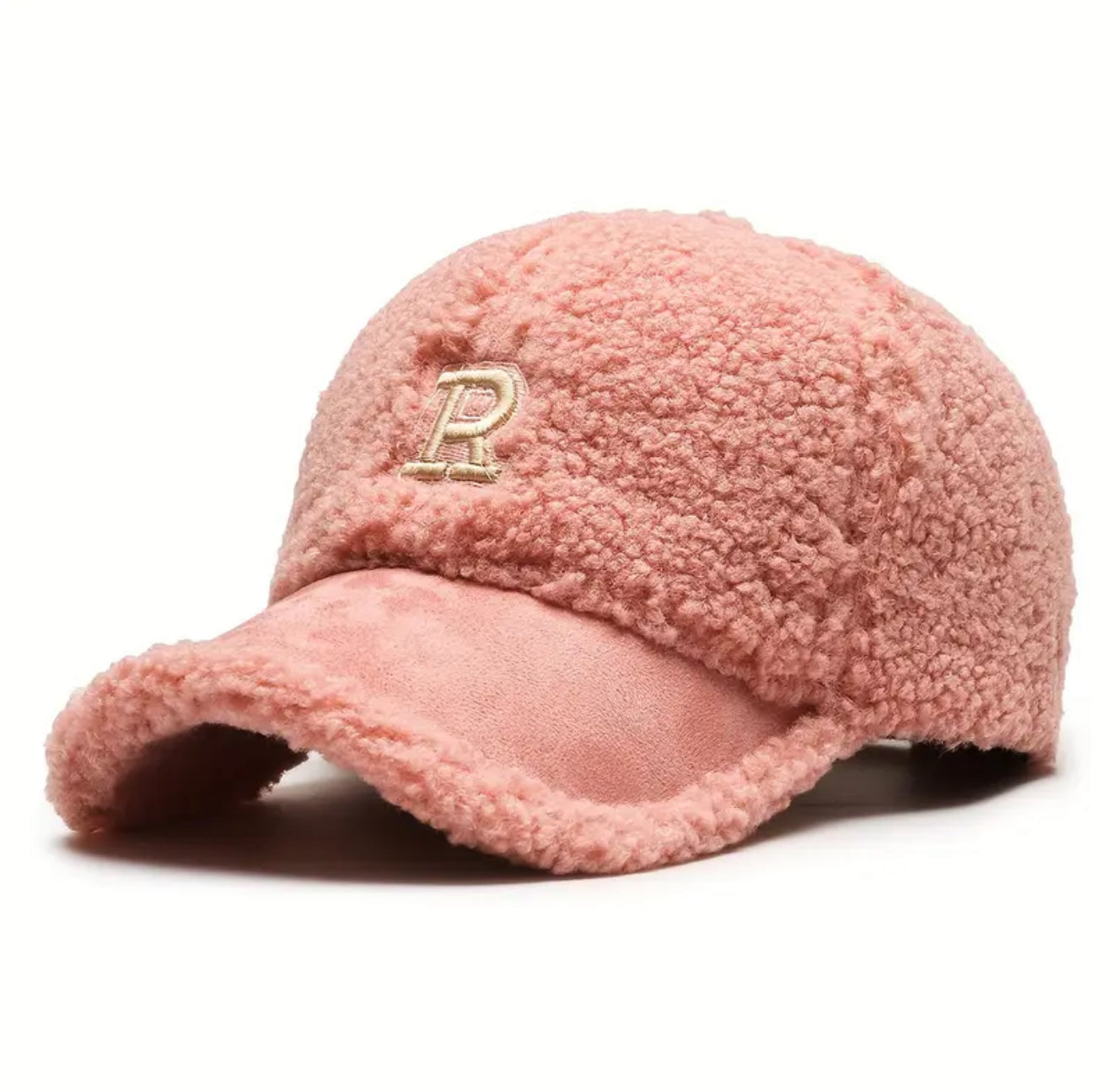 Chapeau de baseball en peluche avec lettre R, chapeau de baseball thermique, chapeau polyvalent à la mode