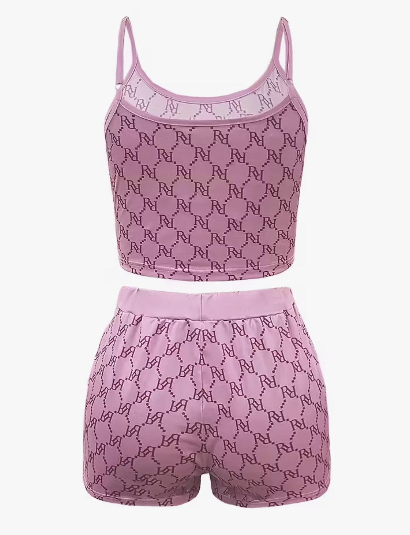 Bear Print Tank Top & Shorts Set - Women's Casual Outfit