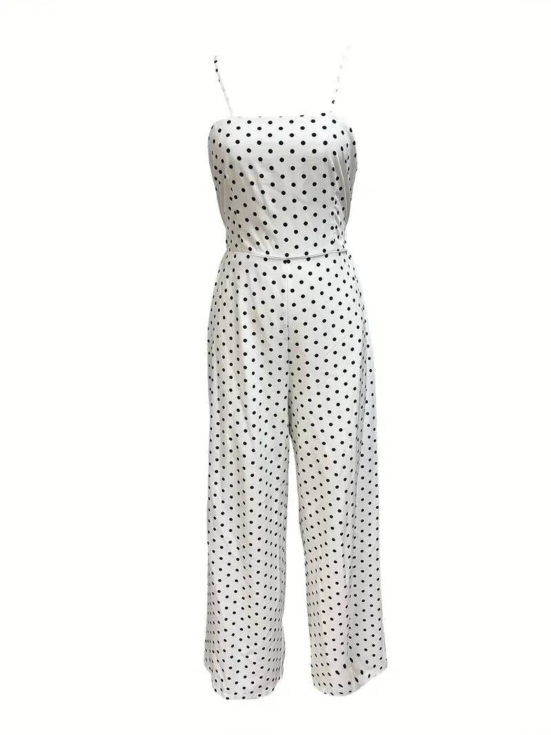 Women's Geometric Print Jumpsuit - Sleeveless Wide Leg with Tie Detail