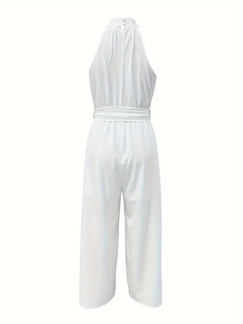 Women's Sleeveless Solid Color Casual Jumpsuit