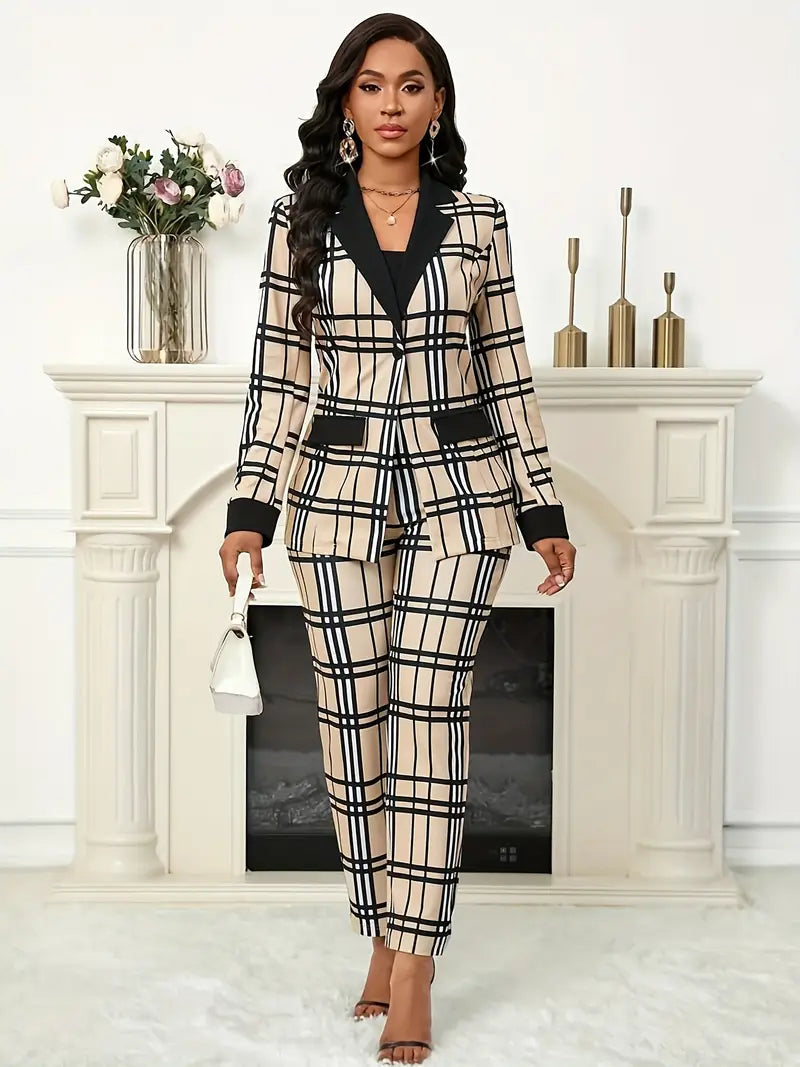 Women's Geometric Print Casual Jacket - Spring/Fall European Style