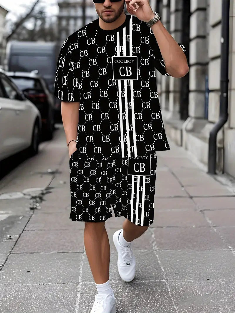 Men's Casual Summer Set - 3D Print T-Shirt & Sports Shorts