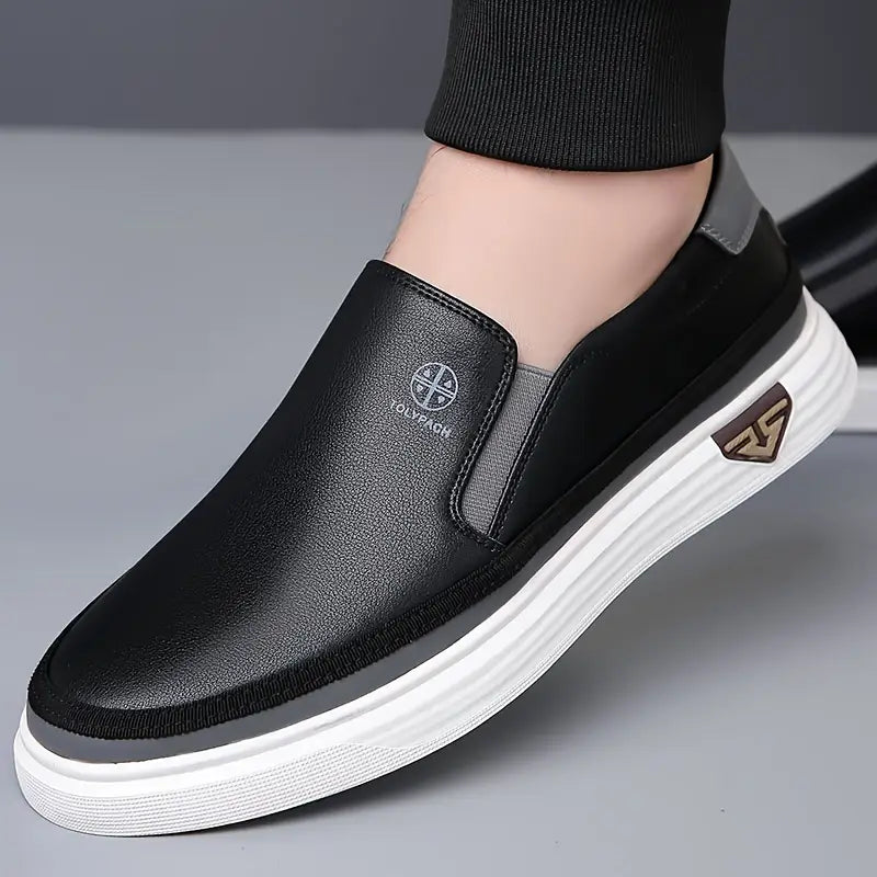 Men's Elegant Loafers - White with Brown & Gold Accents