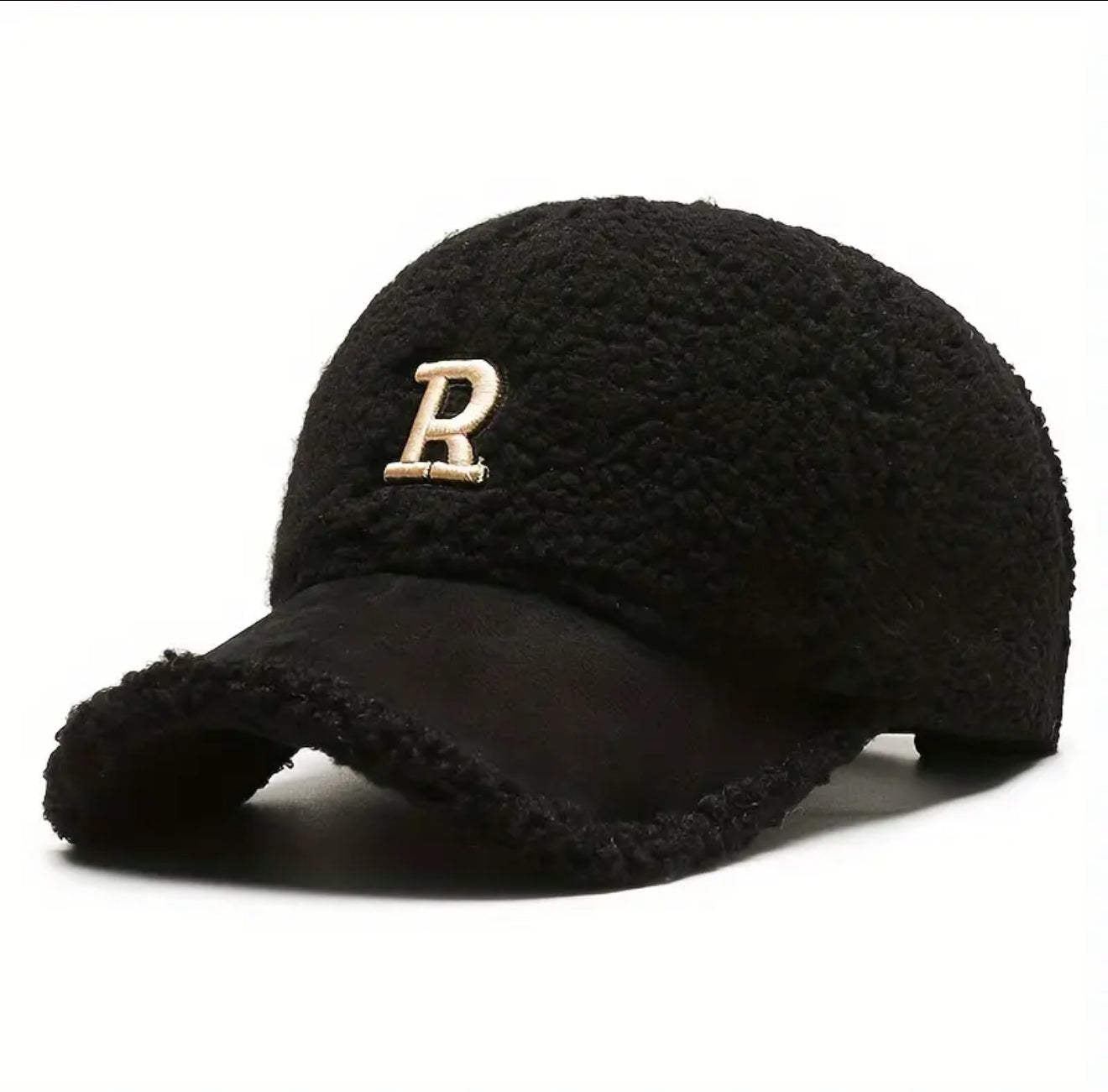 Chapeau de baseball en peluche avec lettre R, chapeau de baseball thermique, chapeau polyvalent à la mode