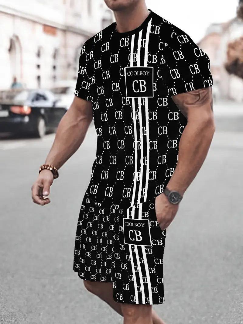 Men's Casual Summer Set - 3D Print T-Shirt & Sports Shorts