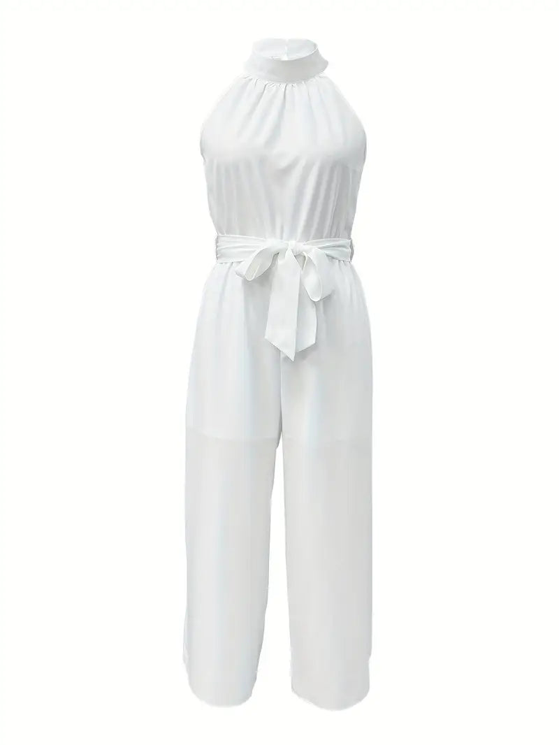 Women's Sleeveless Solid Color Casual Jumpsuit