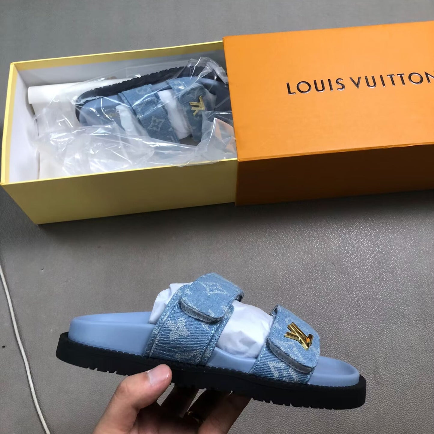 Premium LV sunset flat comfort Sandals 73% Off
