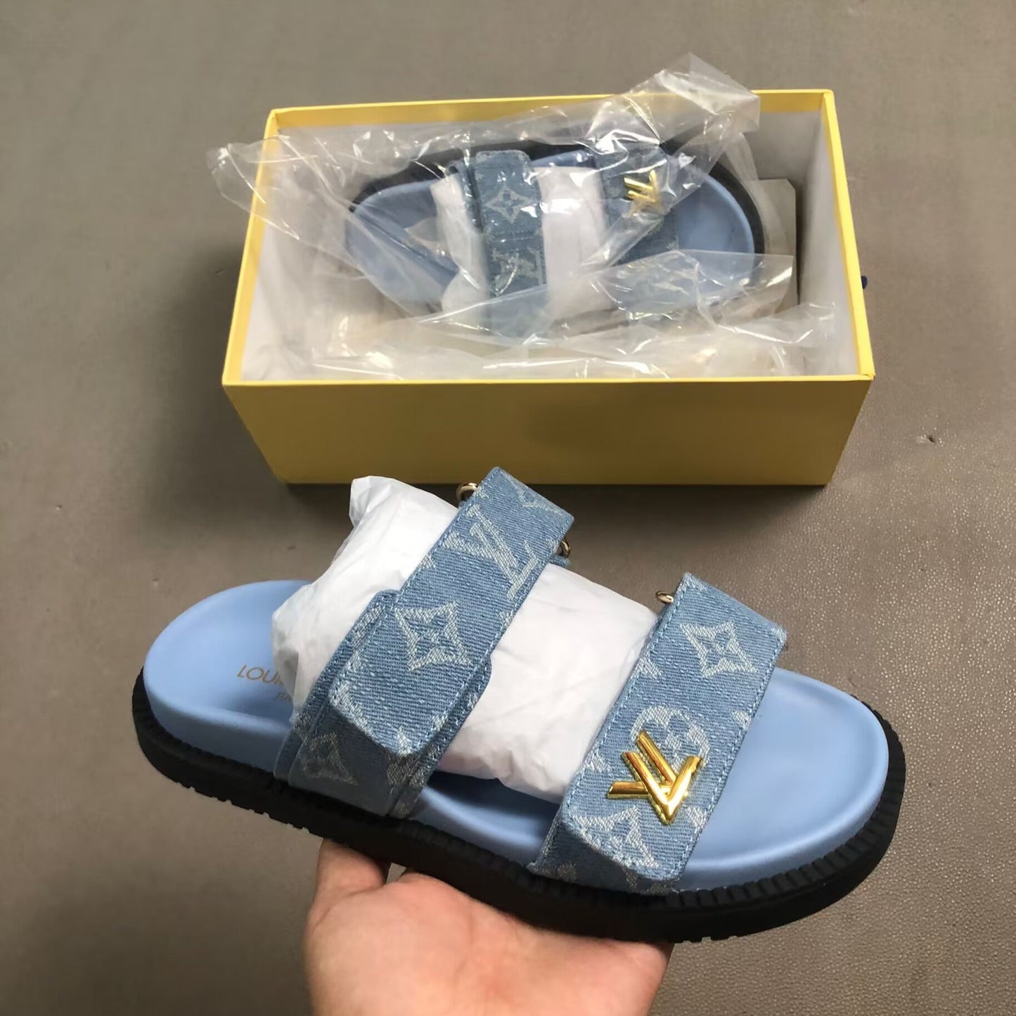 Premium LV sunset flat comfort Sandals 73% Off