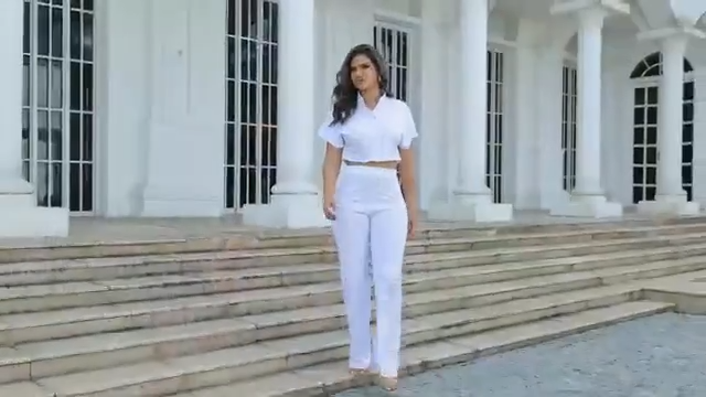 Women's Summer 2-Piece Set - Button Crop Top & Wide Leg Pants